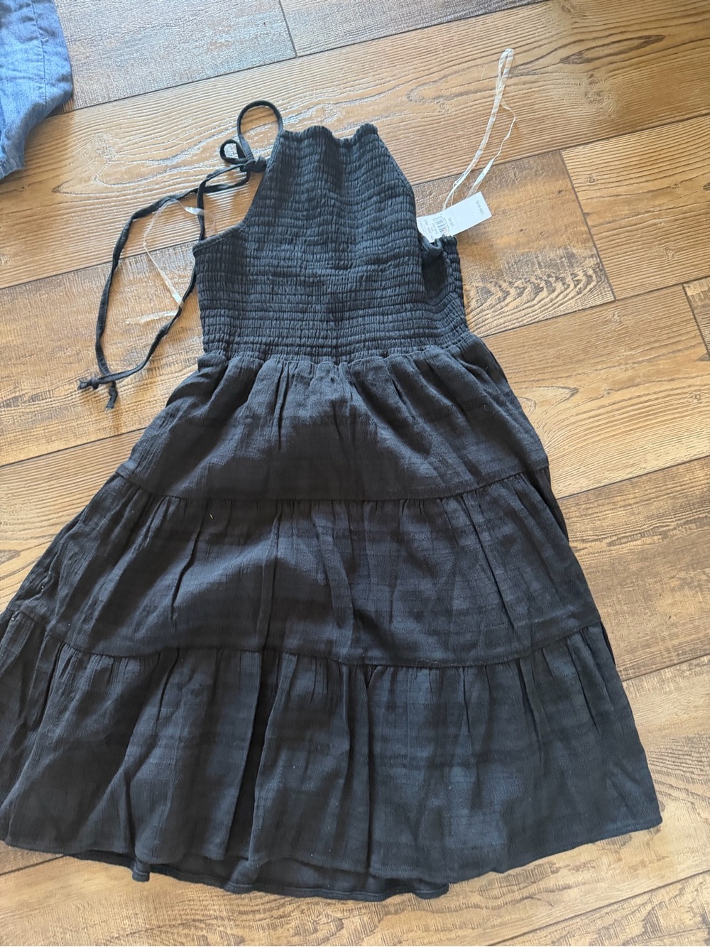 American Eagle Outfitters Black Tiered Halter Dress